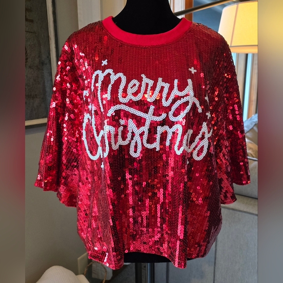 Simply Southern Tops - Simply Southern -  sequin -  Lined - Blouse Merry Christmas - medium - NWT